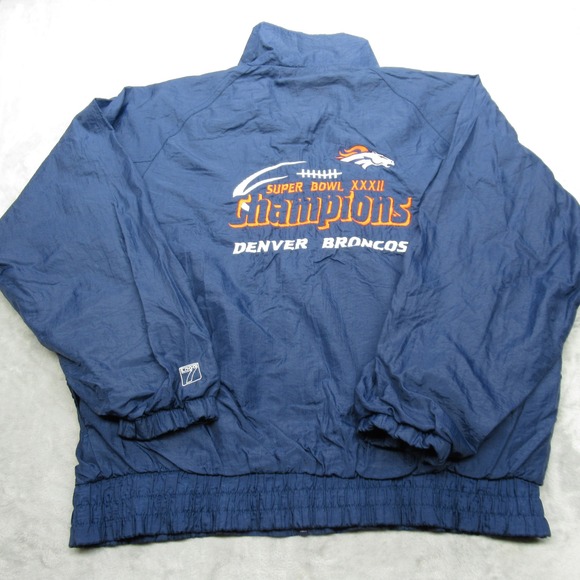 Denver Broncos‎ Super Bowl Jacket Mens Large Logo 7 Blue Windbreaker Vintage 90s - Picture 3 of 13